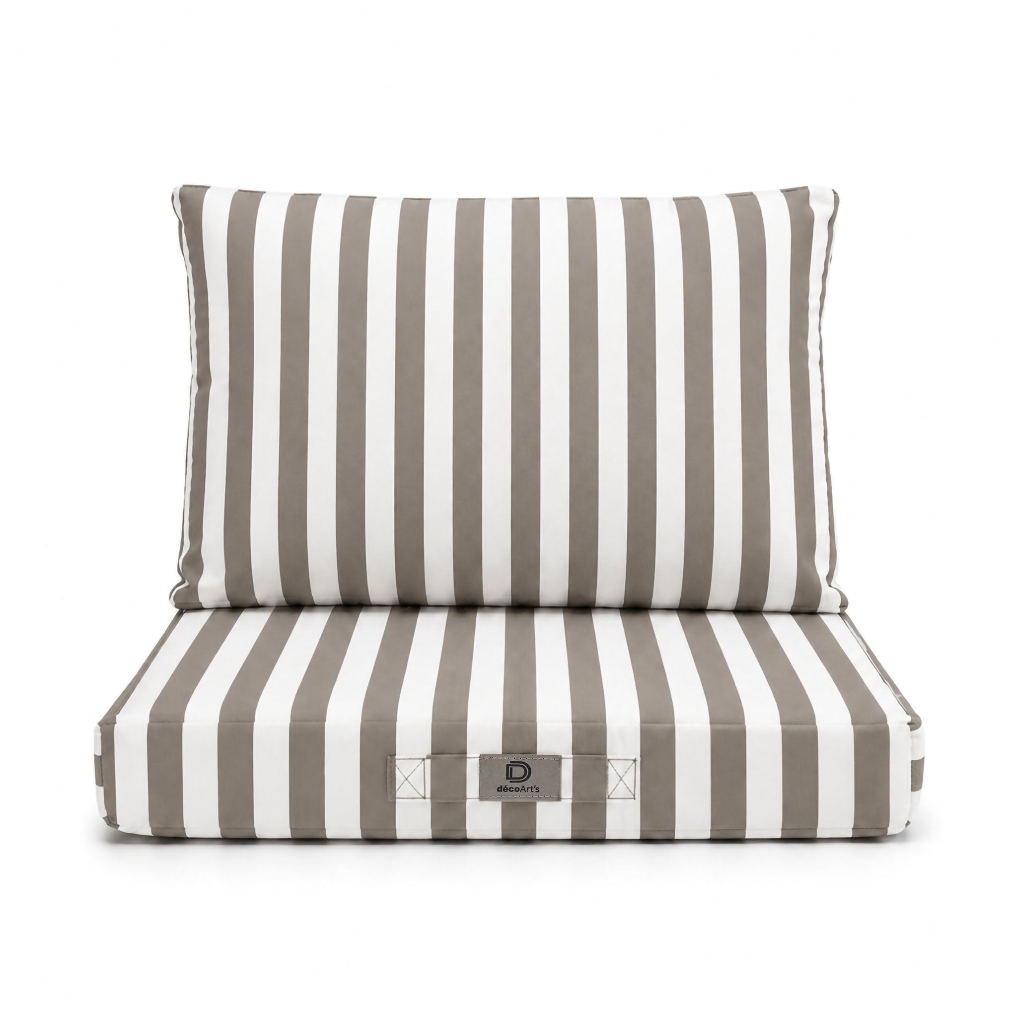 Coussins pour salon de jardin déhoussable 60x60cm Rayure beige - 3