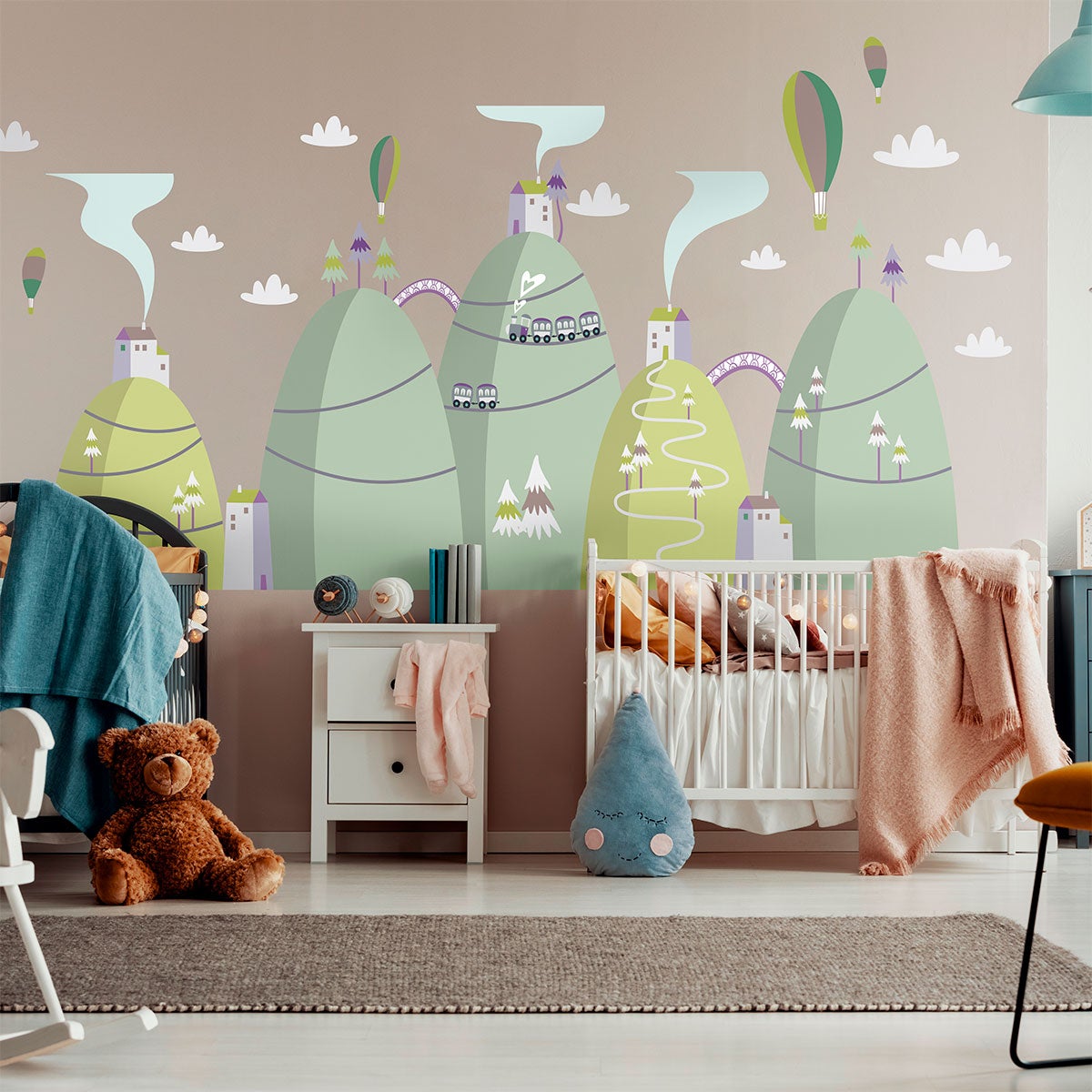 Adesivo mongolfiere delle montagne scandinave viste dal cielo - Sticker adesivo - adesivi murali - 60x90cm - 5