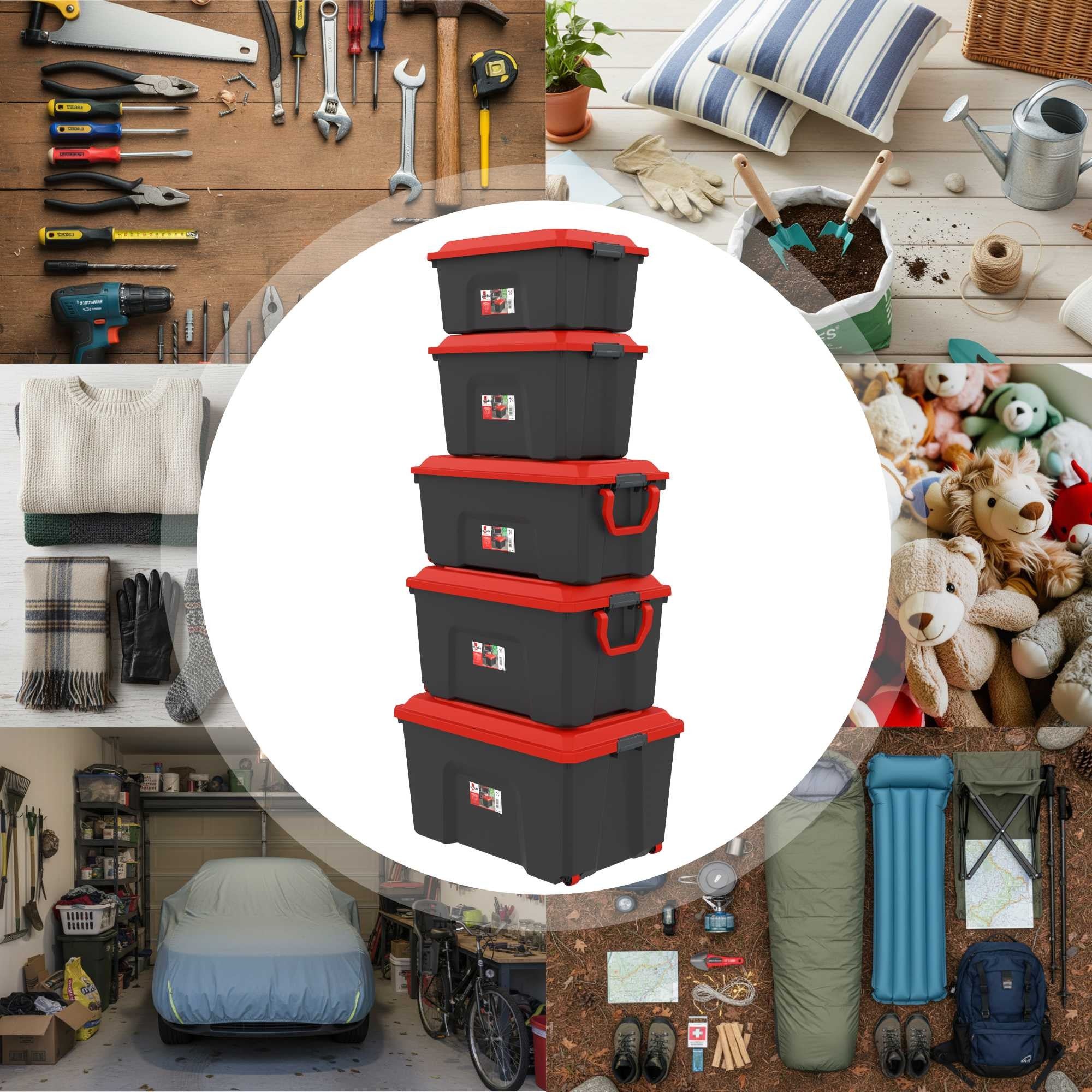 Lot de 6 malles de rangement en plastique 40l avec couvercle clipsable LOCKER - 4