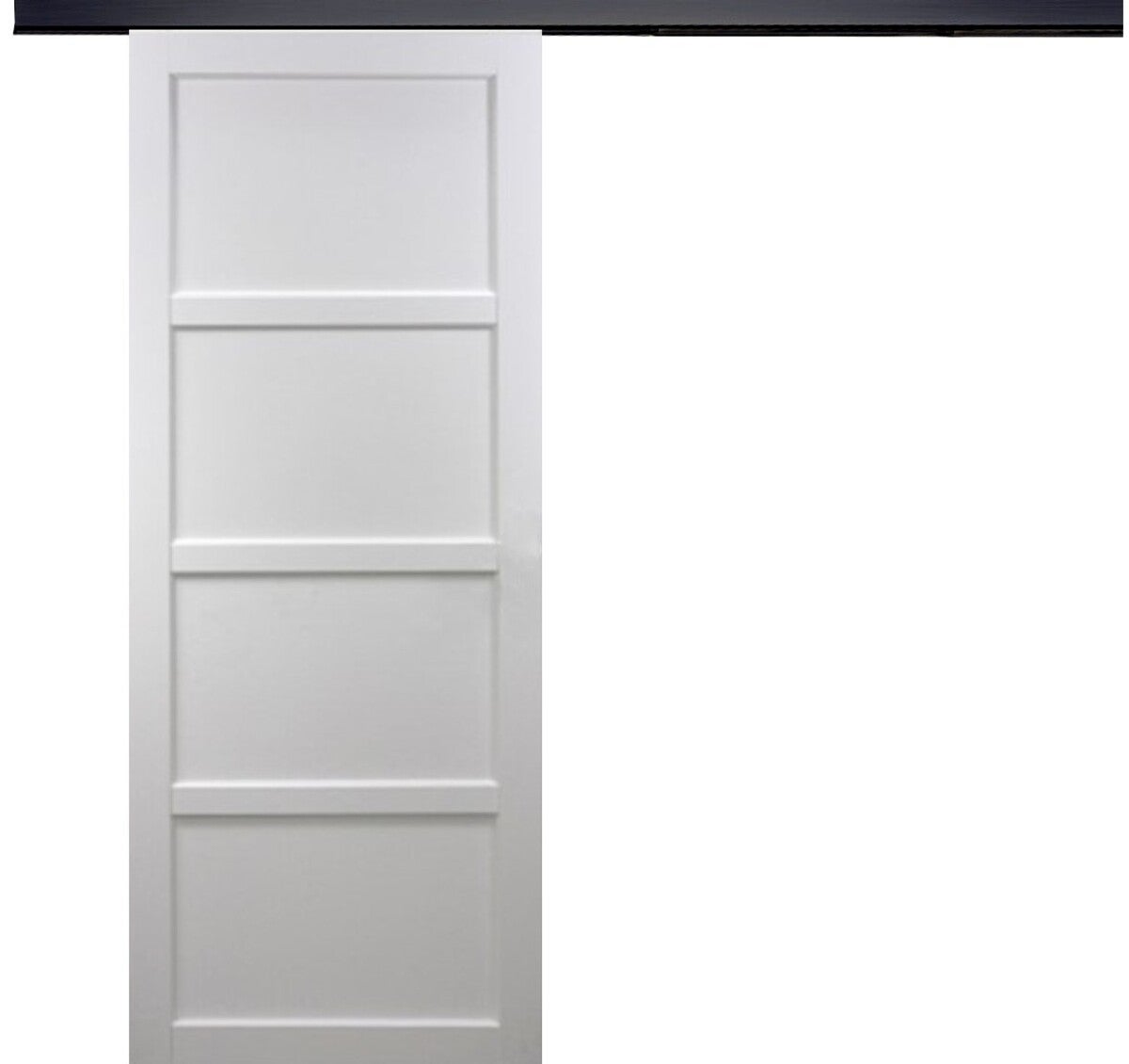 Tamera puerta corredera blanca amplia 83 con carril de aluminio negro