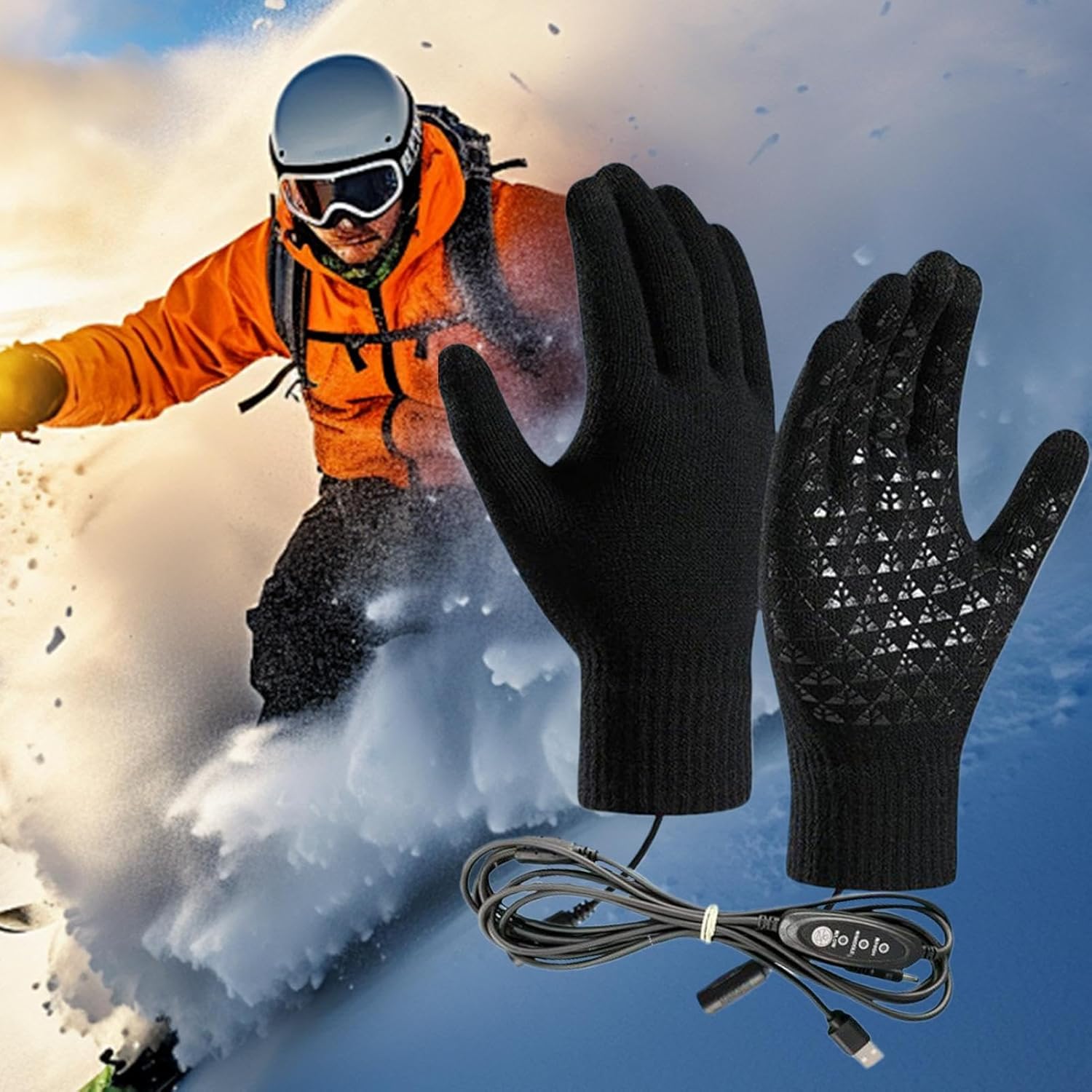 Générique Gants Chauffants Électriques | Gants USB Tactiles pour Écrans - Moufles Chauds Antidérapants 3 Modes pour Temps Froid Course Conduite Pêche - 6