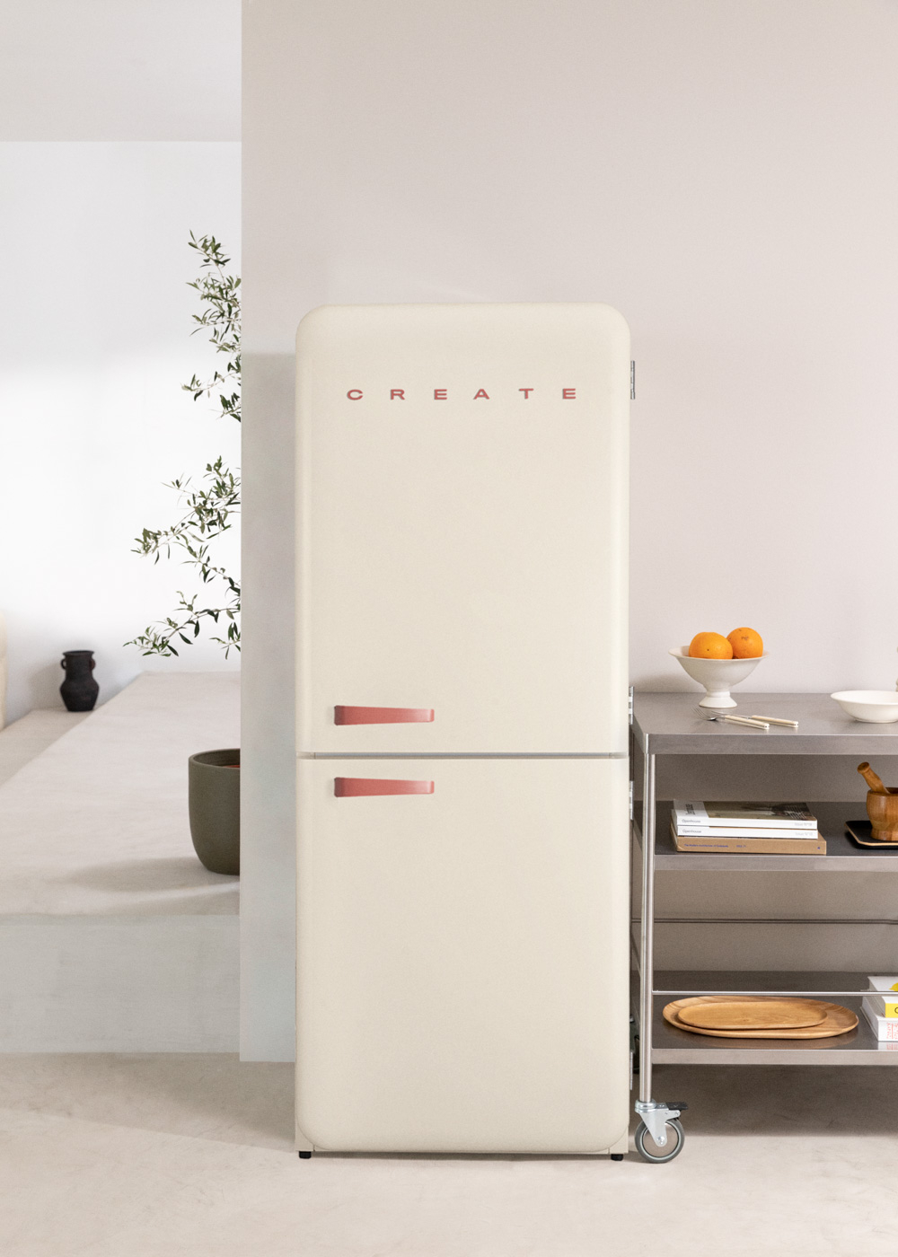 CREATE - FRIDGE RETRO COMBI 401L - Lodówka kombinowana w stylu retro - Blanc cassé