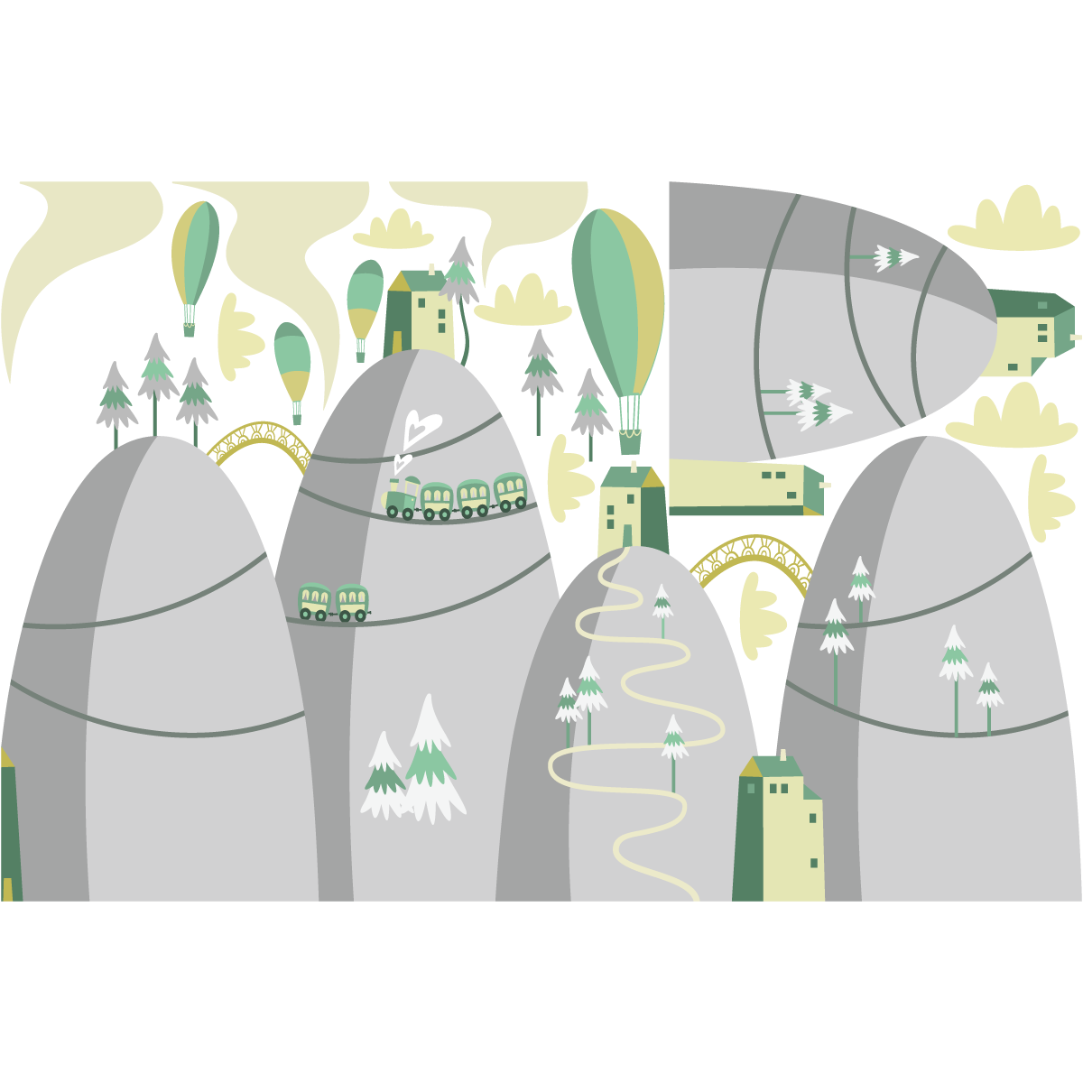 Adesivo bambino di montagna scandinavo mongolfiere in concorso - Sticker adesivo - adesivi murali - 60x90cm - 2