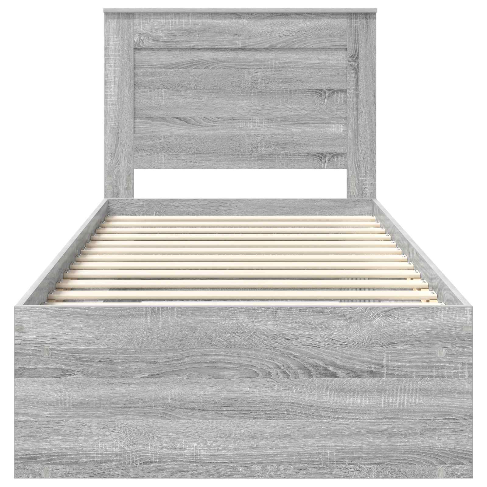 Cadre de lit en panneau de bois gris pour la chambre, 75 × 190 cm - 7