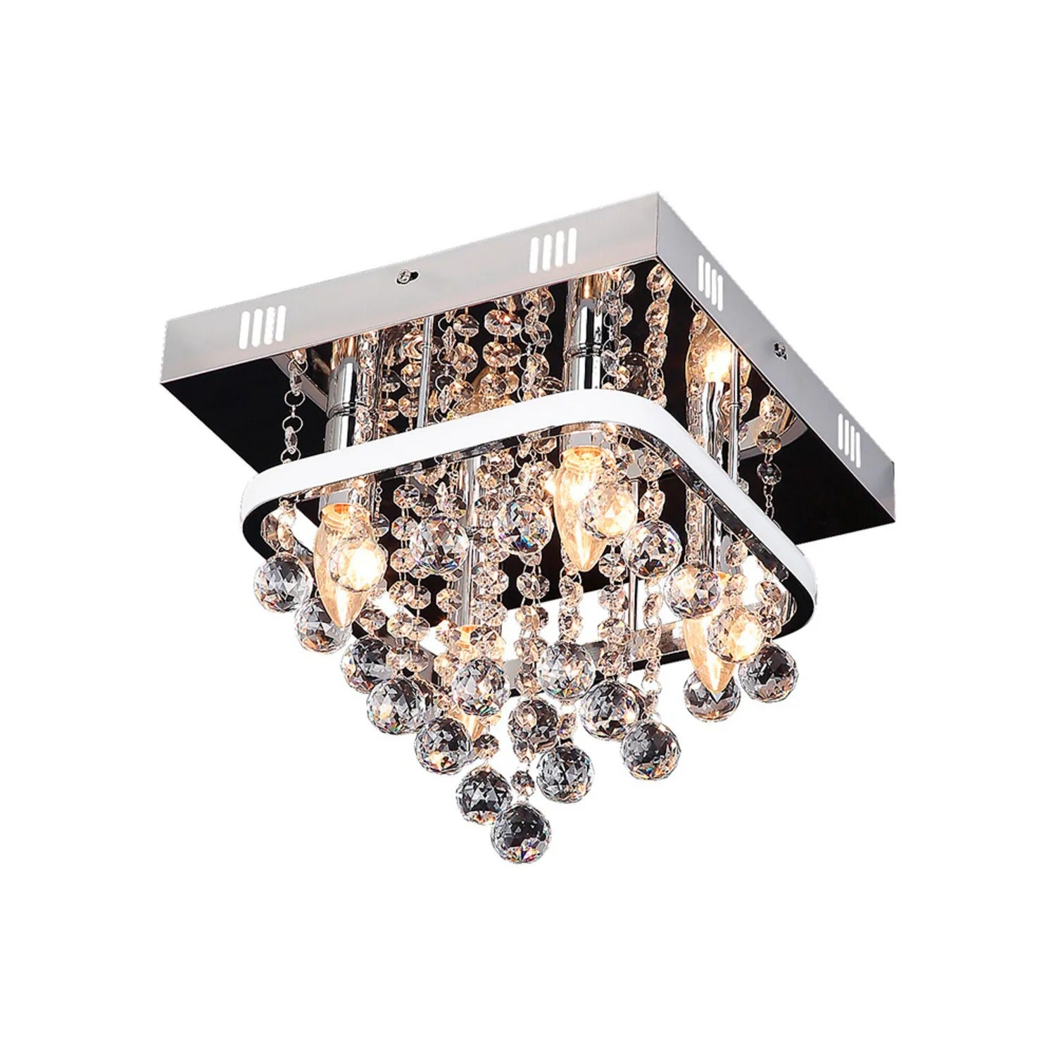 Lampa sufitowa Pallas chromowana biała 4xE14x40W kryształ wym:28,5x30x30cm IP20 Rabalux