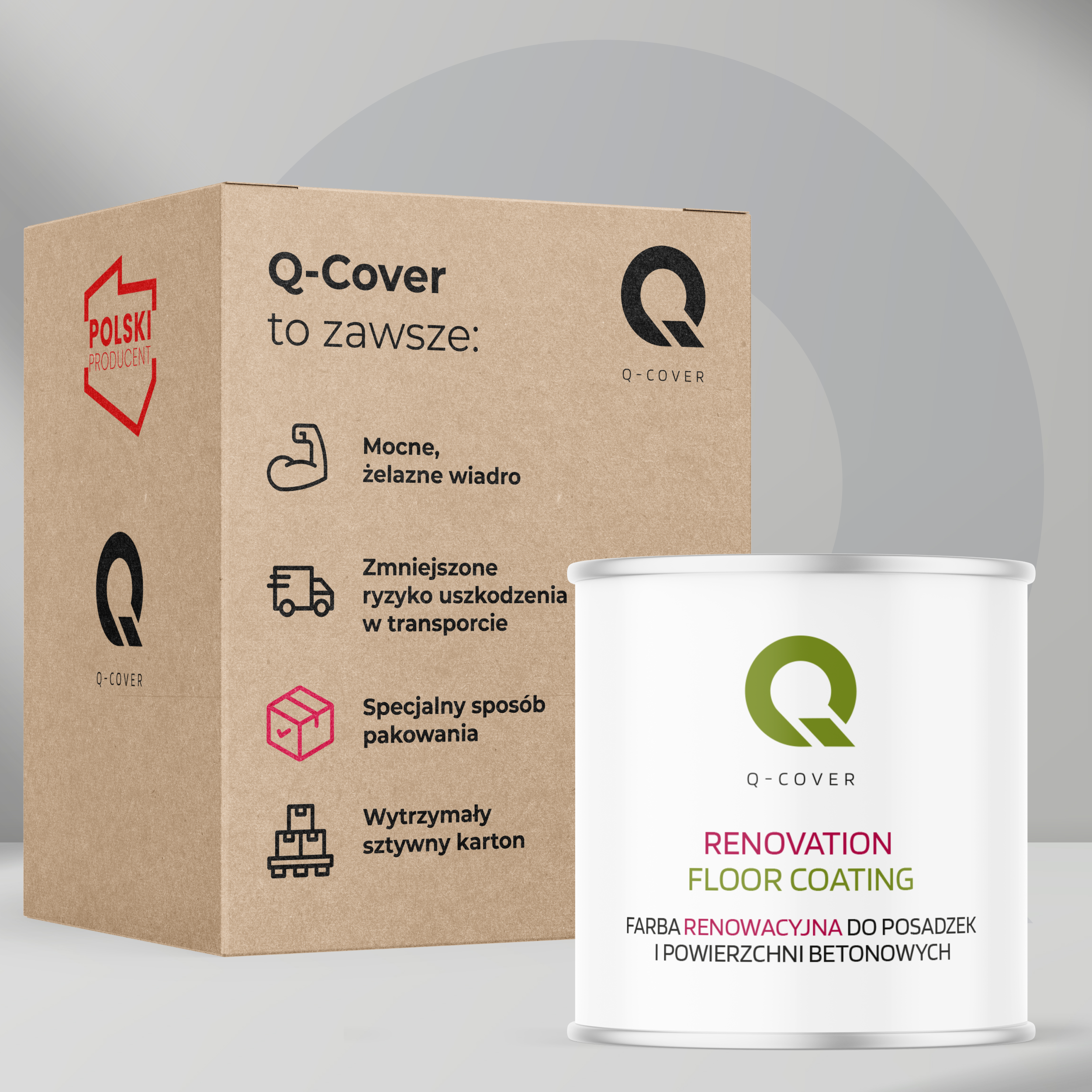 Farba Renowacyjna do Posadzek i Powierzchni Betonowych Q-Cover Żółty Ostrzegawczy RAL1023 Mat 2.5L