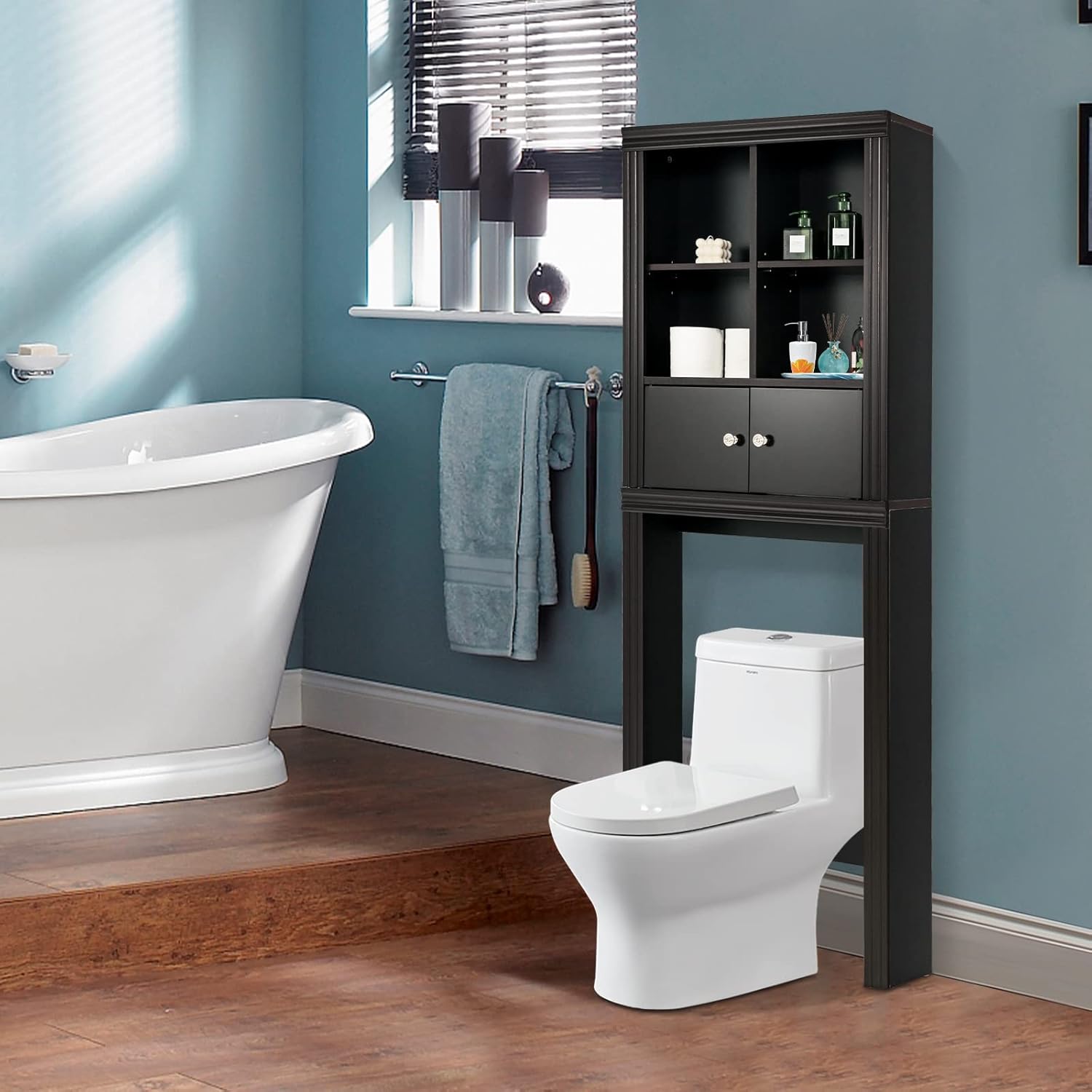 Mobile Da Bagno Salvaspazio 61x20x45 Cm - Con 2 Cassetti Laterali, Colore Bianco, Per Carta Igienica E Accessori - Foto 3