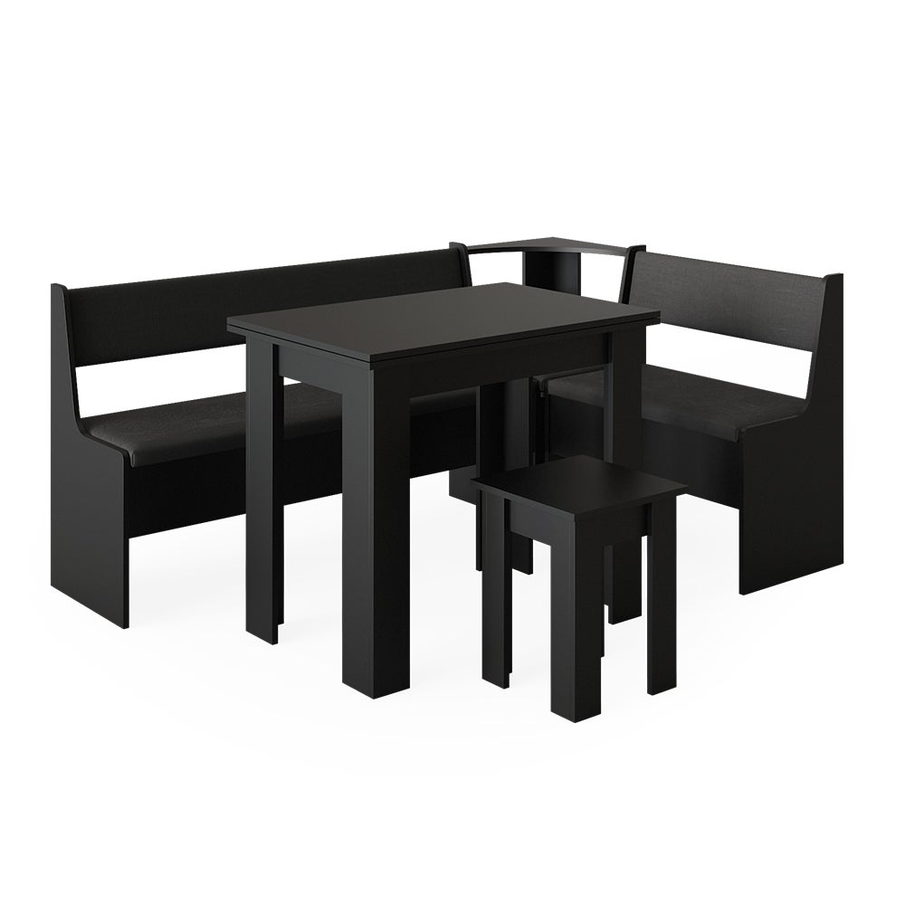 Vicco Grupa ławek narożnych Roman, Czarny, 180 x 120 cm z tabelą