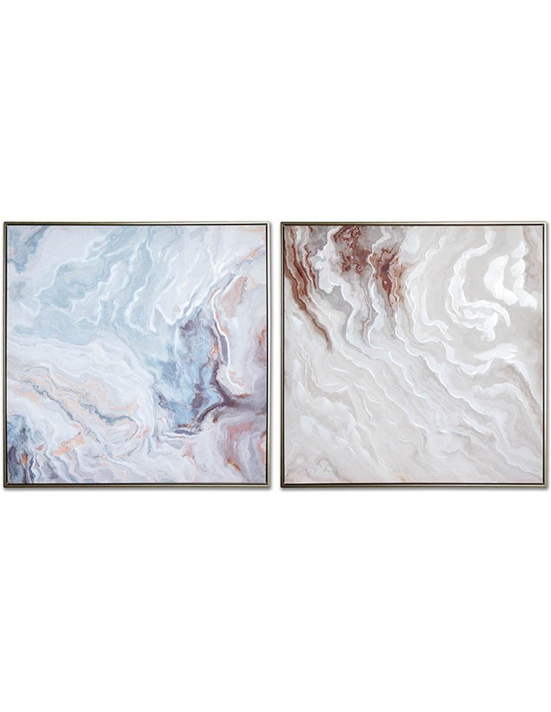 Juego de 2 cuadros 80*80*3.5 marco mineral gris y verde emerald
