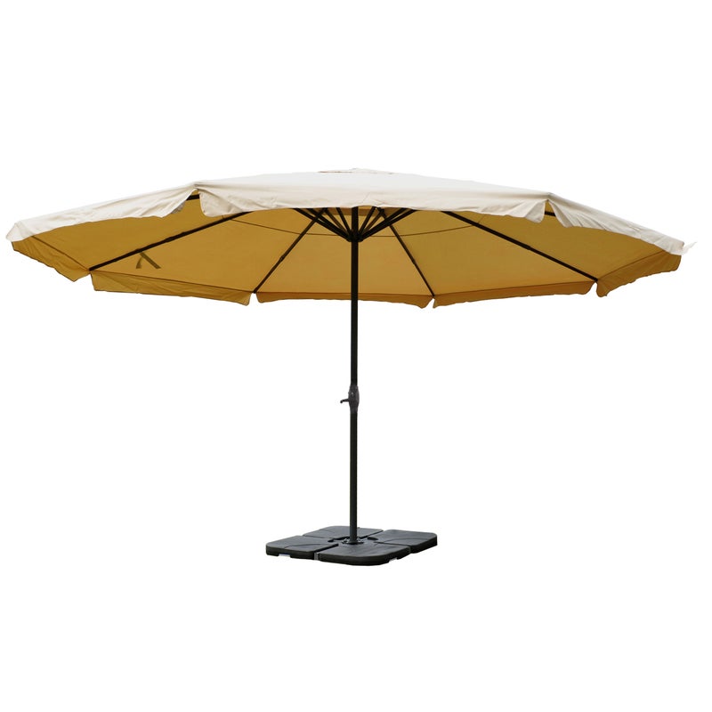 Parasol Meran Pro, parasol gastronomiczny z falbaną Ø 5m poliester/aluminium 28kg ~ kremowy ze stojakiem