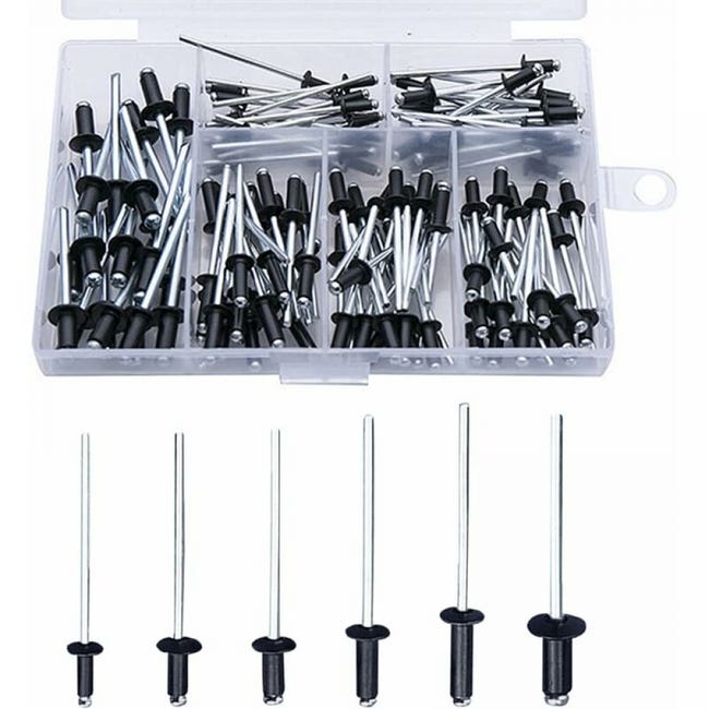 Contina Pop Rivet Rivet Noir 120 Pièces Rivets Aveugles Rivets avec Boîte Rivet Aluminium ...