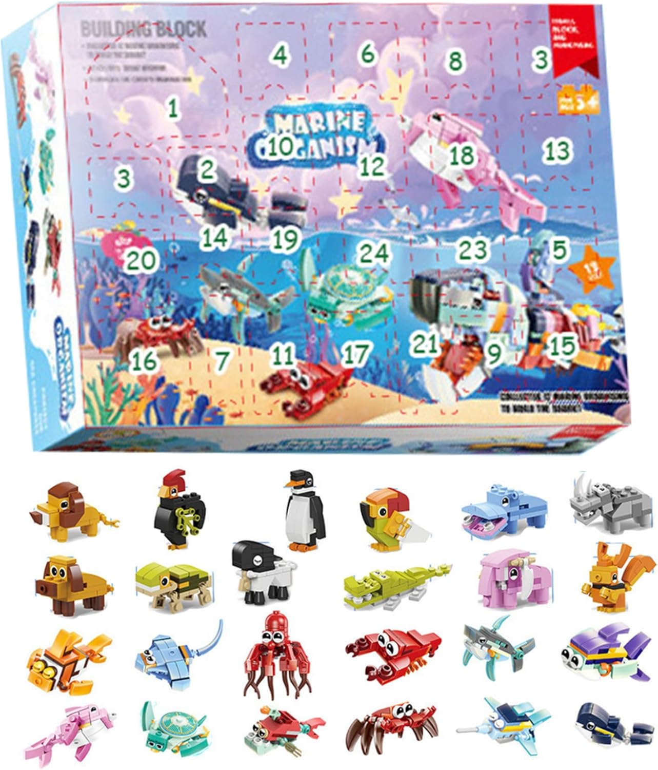 Calen ier de l'Avent de Noël avec 24 mini jouets marins 24 jours pour
