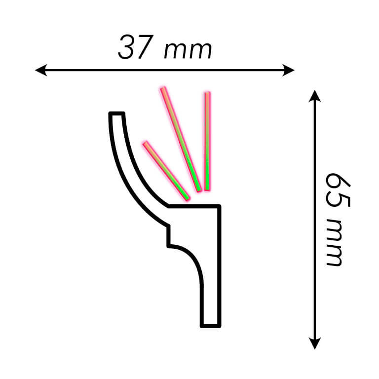 Cornisa para LED L6537 - Polimeros extruidos de alta densidad - HIPS - Medidas: 200 x 6,5 x 3,7 cm - Bovelacci - 3