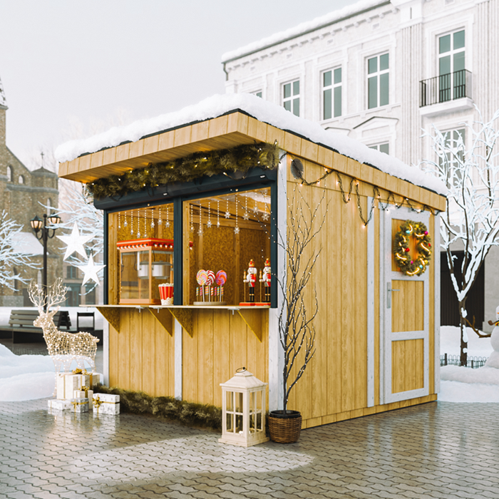 Kiosk panelowy Premium - 5,9 m² - wys. 240 x 248 x 305 cm - konstrukcja paneli LP Smartside - Timbela M950-HARVEST HONEY