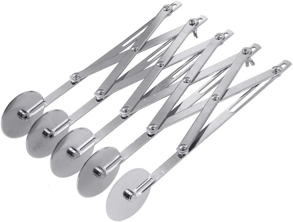 Regulowany 5-kołowy nóż do pizzy – do krojenia pizzy, ciasta na ciasteczka i nie tylko – srebrny – 1 sztuka