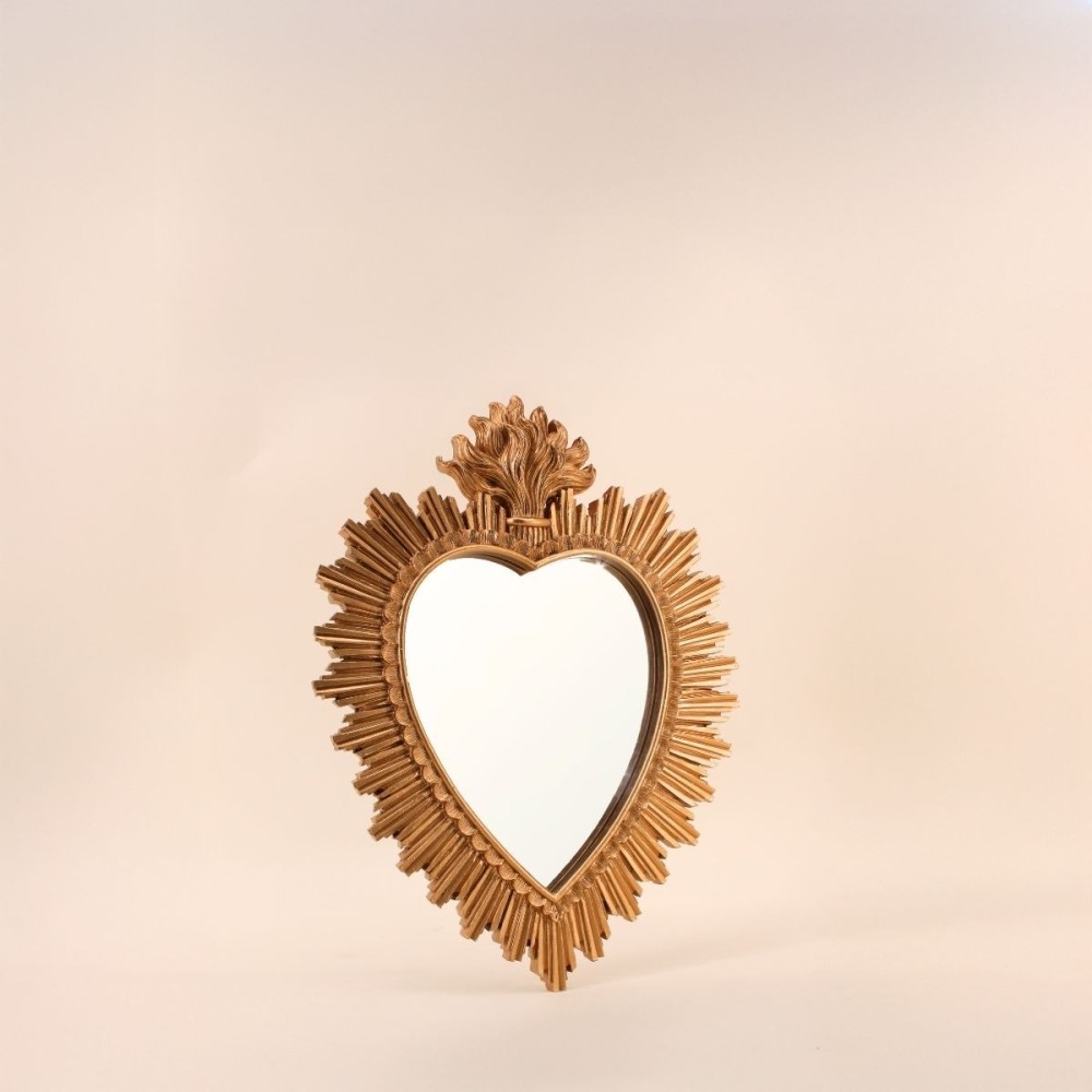 Miroir ex-voto coeur en résine dorée 39cm - Ornami - 2