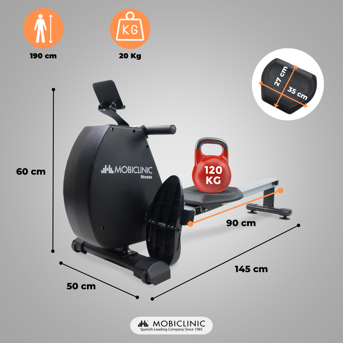 Máquina de remo dobrável 6 kg 8 níveis de resistência Max120 kg Preto RowFit - 2