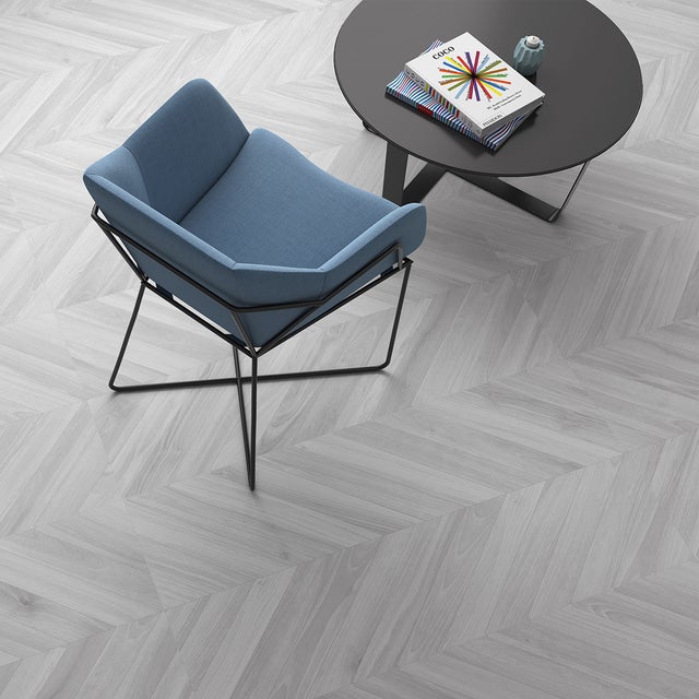 Carrelage sol imitation parquet Chevron gris 60x120 cm - Réflex Boutique