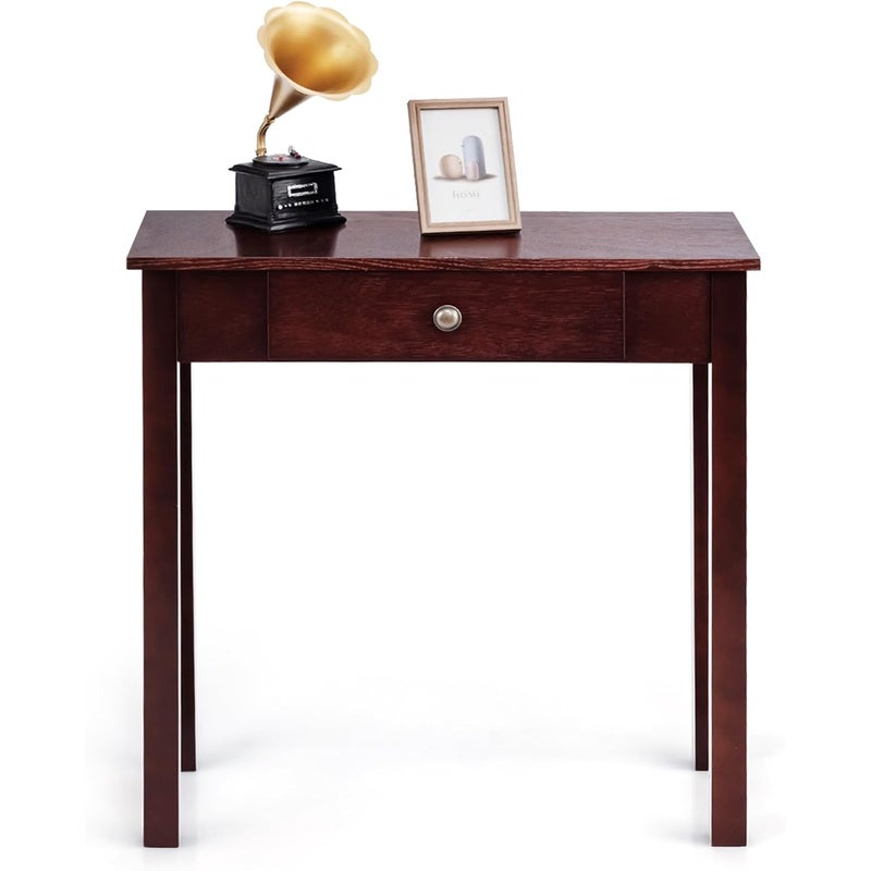 Stolik Konsolowy z Szufladą, Drewniana Konsola, 71 x 30 x 71 cm, Mała Konsola do Przedpokoju z Nogami z Drewna Sosnowego, Styl Vintage (Kawiarnia)