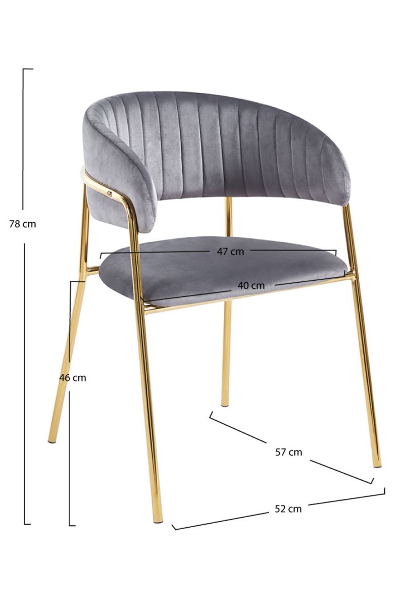 Cadeira Moniel Golden Veludo - Cinza escuro - 3