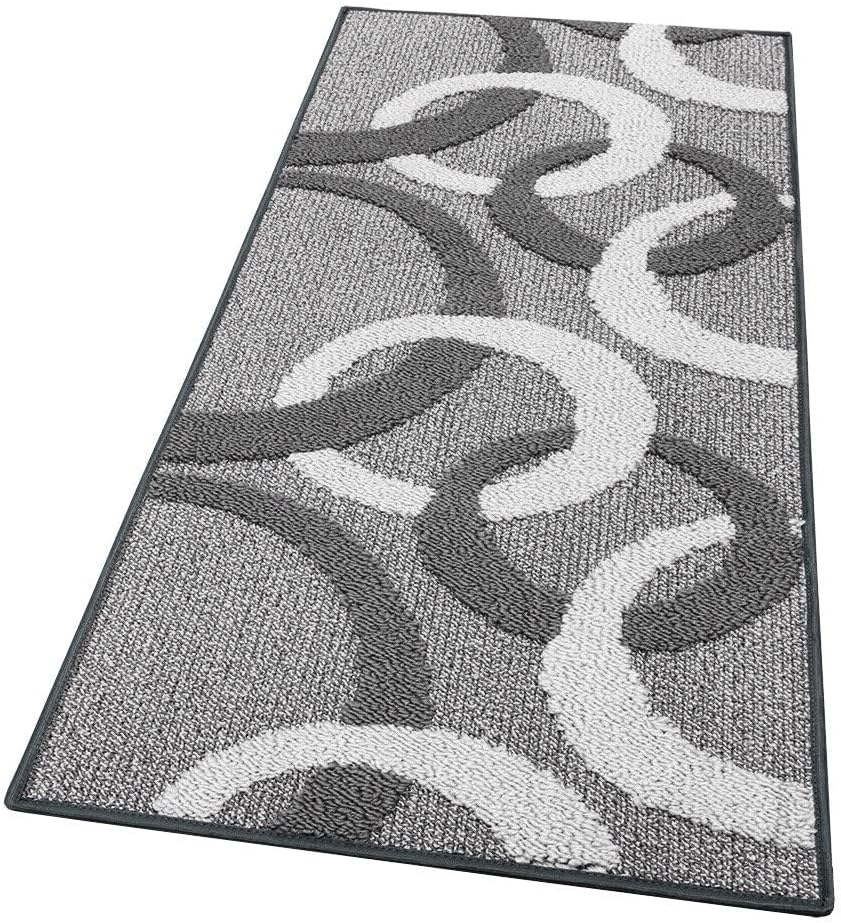 Alfombra de cocina 50x90 cm círculos 3d bordeado suave moderno antideslizante gris