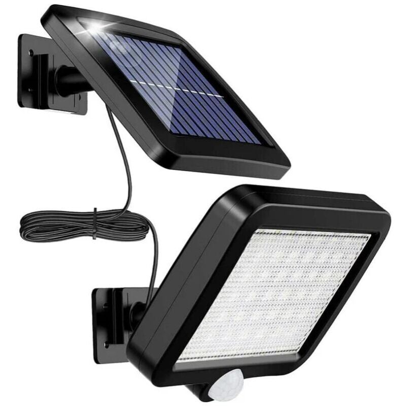 56 zewnętrznych lamp solarnych LED z czujnikiem ruchu, wodoodporne IP65, kąt świecenia 120 stopni, z kablem o długości 5 m