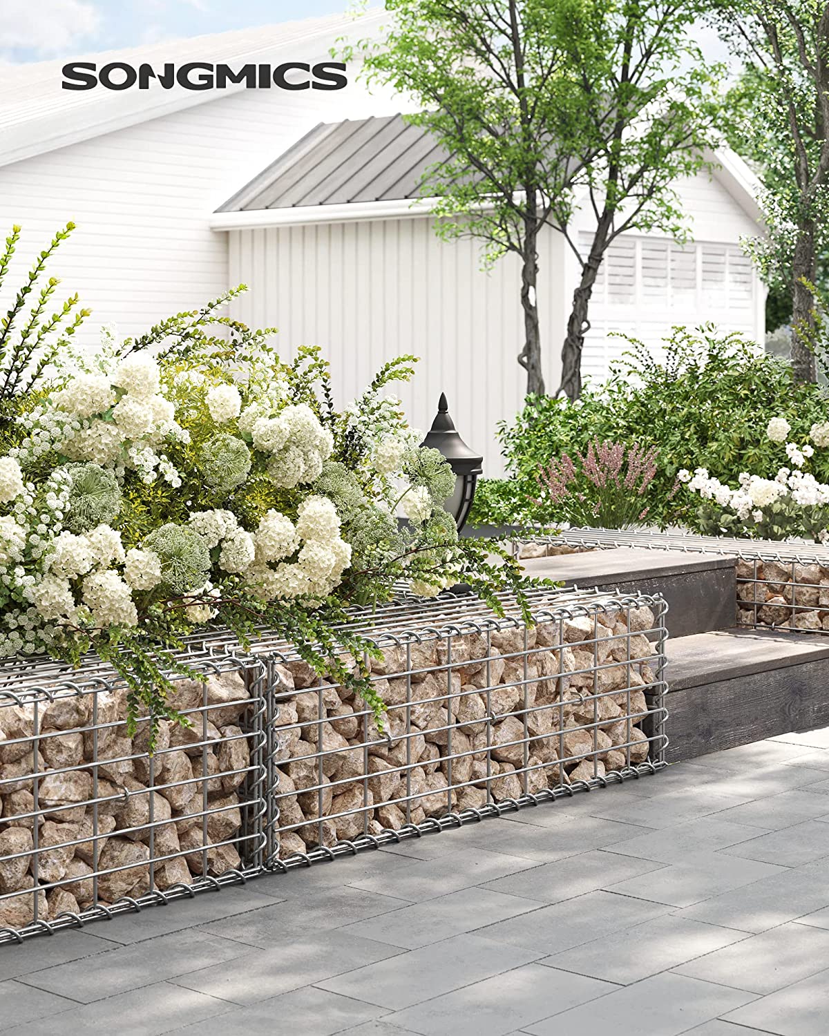 Mur De Gabion En Acier Galvanisé - 300 X 30 X 100 Cm, Mailles 10x5 Cm - Pour Jardin, Clôture, Aménagement Extérieur - 6