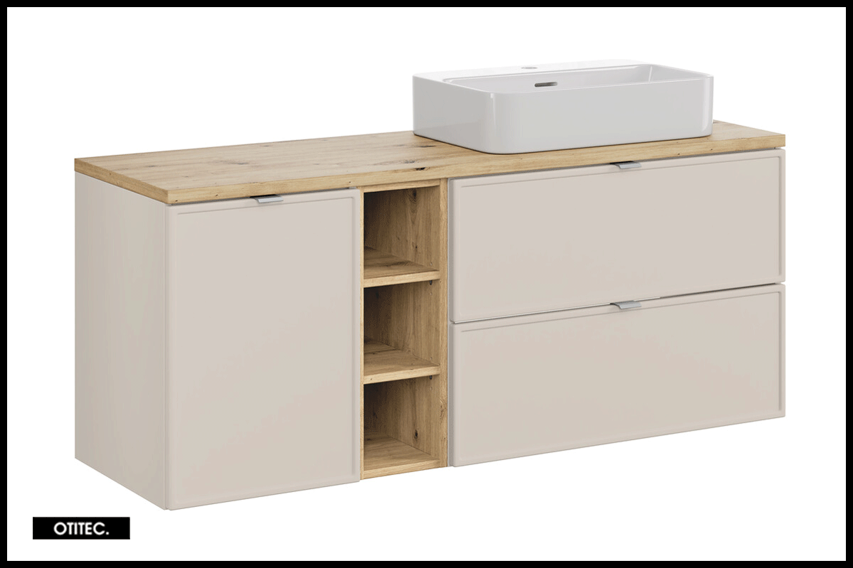 Ensemble meuble de salle de bain - 140 cm - avec plan - avec vasque à