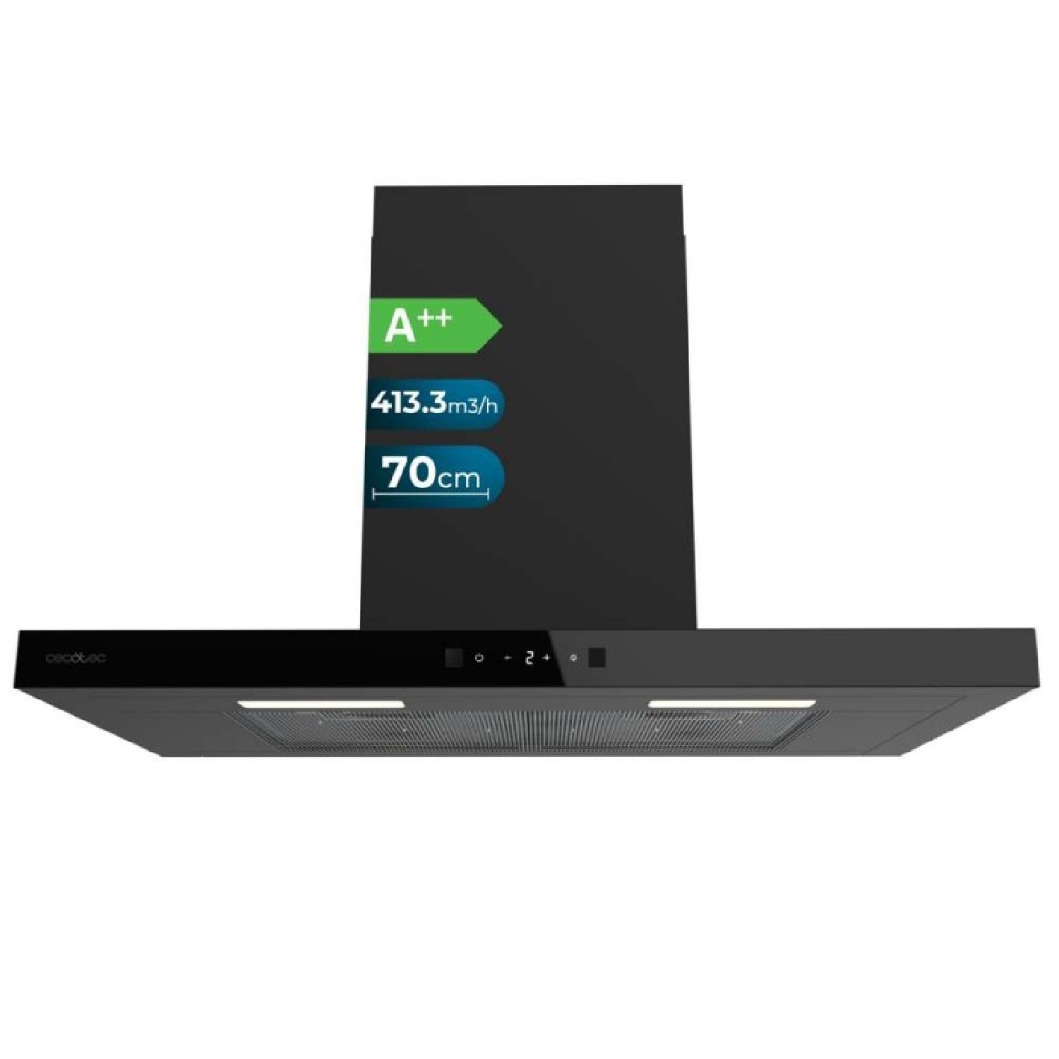 Cecotec Campana Extractora en forma de T Bolero Flux TT 704400 Black ...