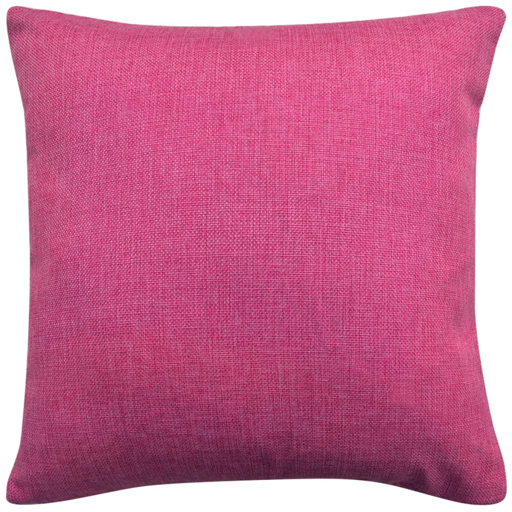 VidaXL Set 4 Federe Per Cuscini Effetto Lino Rosa - 40x40 Cm Con Cerniera, Lavabili In Lavatrice