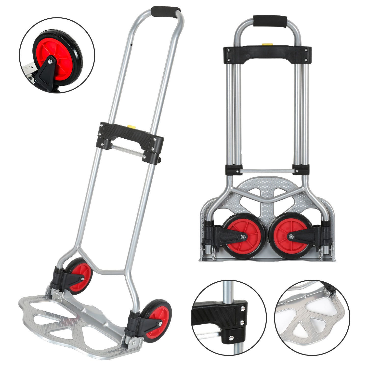 Diable Pliable en Acier avec 2 Roues, Chariot de Transport avec Poignée ...