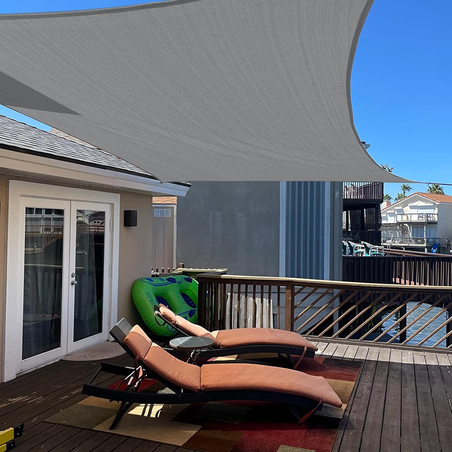 Voile Ombrage Rectangulaire étanche 5 X 7 M UV Protection Pare Soleil Terrasse Avec Oeillets Et Cordons Pour Patio Jardin Terrasse Extérieur Balcon, Orange