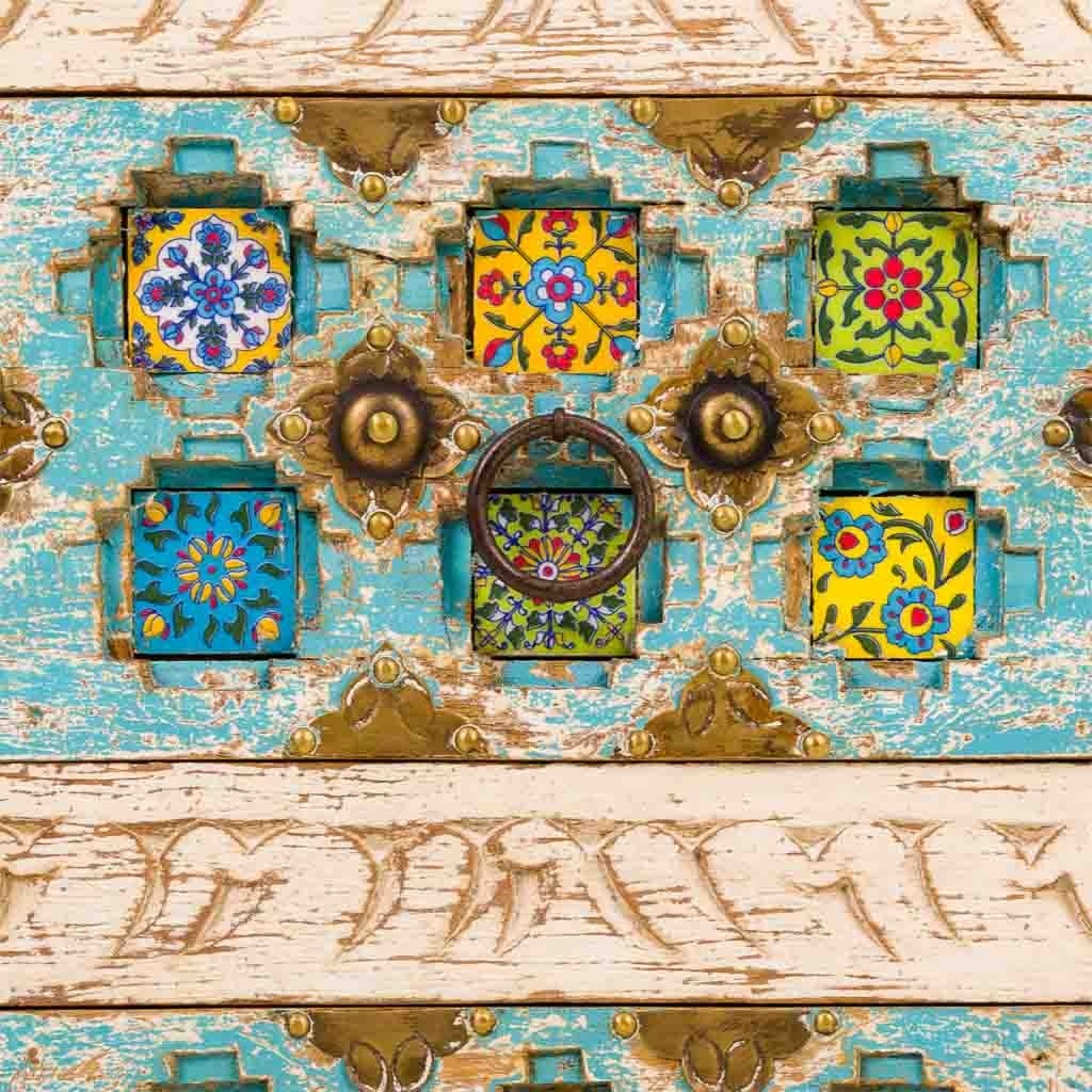 Table de nuit en bois beige 45x30x59 - 6