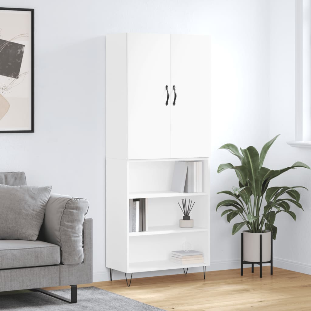 Armoire Multifonction 2 Portes DEKIT GRUPO - 78x190x35 Cm, Blanc, étagères Réglables, Espace Balai