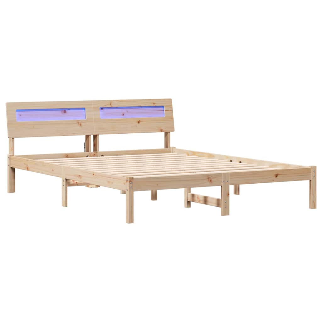 Łóżko Drewniane Brązowe Rama Łóżka Ze Stelażem Sypialnia Pokój 150 x 200 cm