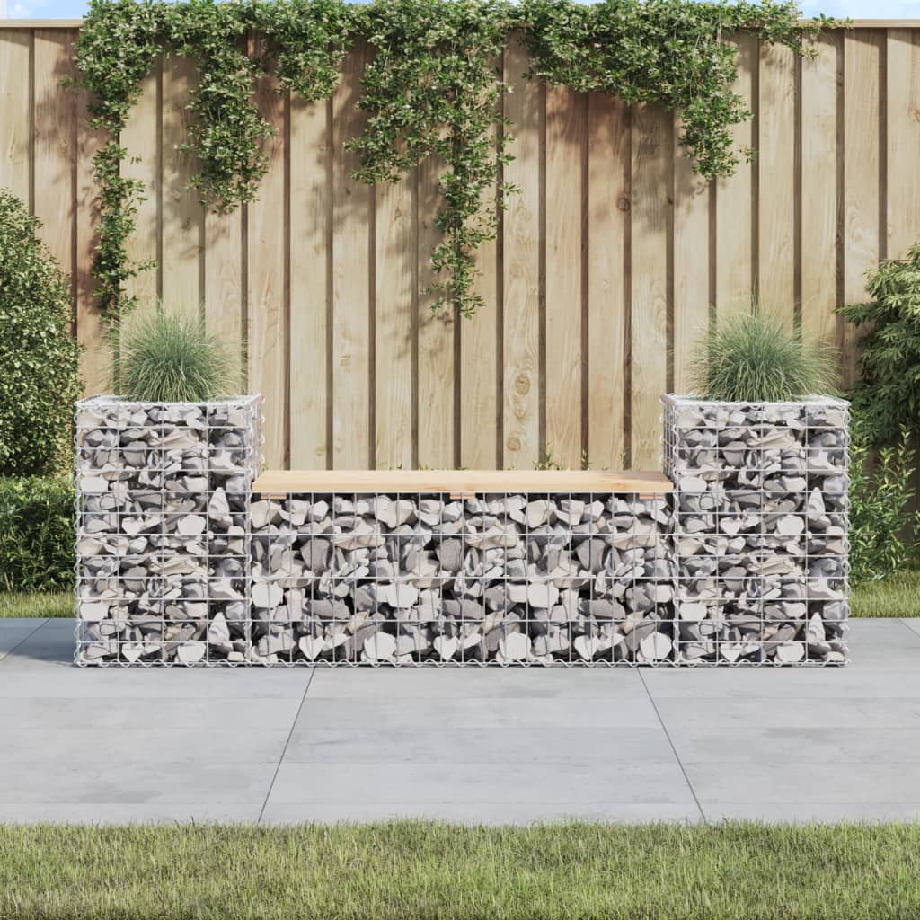 Banco jardín diseño gaviones madera maciza pino 183x41x60,5 cm vidaxl