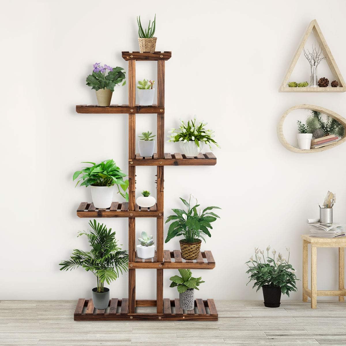 Supporto Per Piante In Metallo A 4 Livelli - Fioriera Multiuso Per Interni Ed Esterni, Colori Bianco, Bronzo E Nero