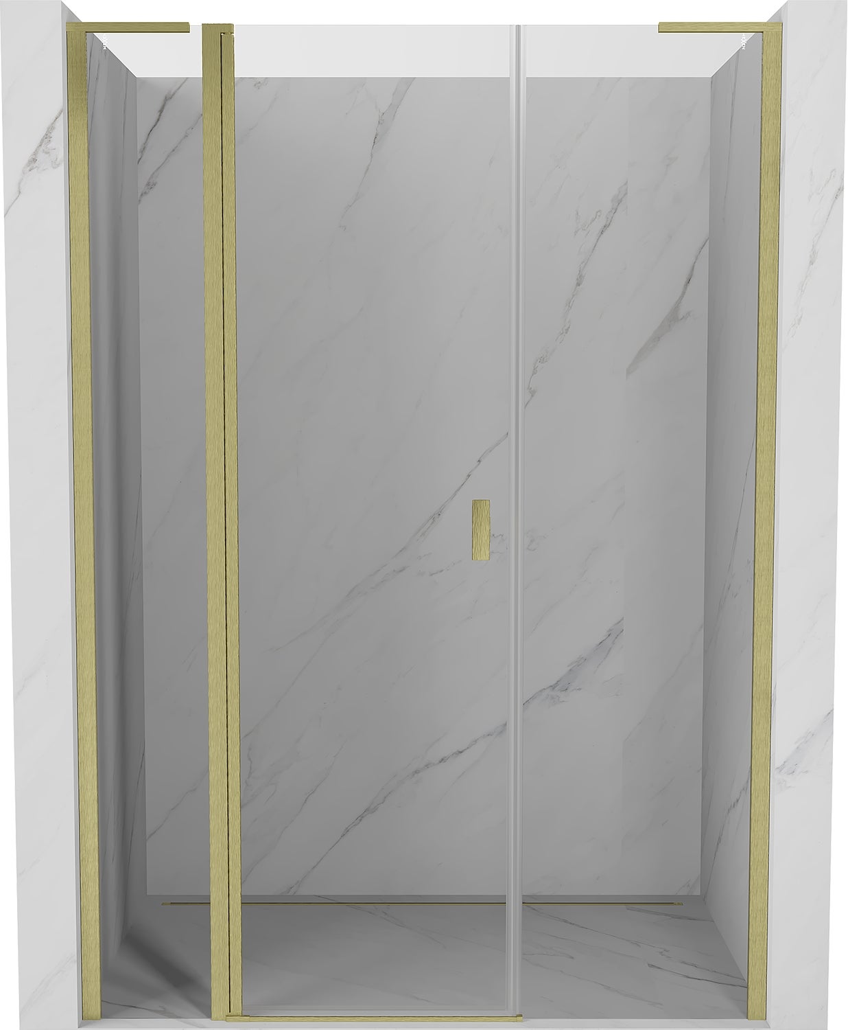 Mexen Mist L drzwi prysznicowe uchylne 140 cm, transparent, złote szczotkowane - 8A4L-140-001-55-00