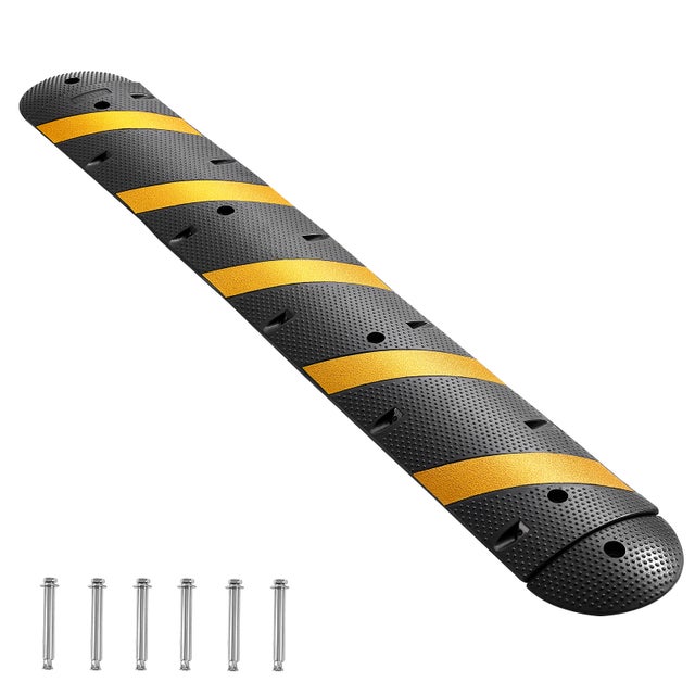 Rampe passe-câbles VEVOR, caoutchouc, 183 cm, 2 canaux, charge 9979 kg, avec vis d’expansion, pour allées/asphalte/béton/gravier