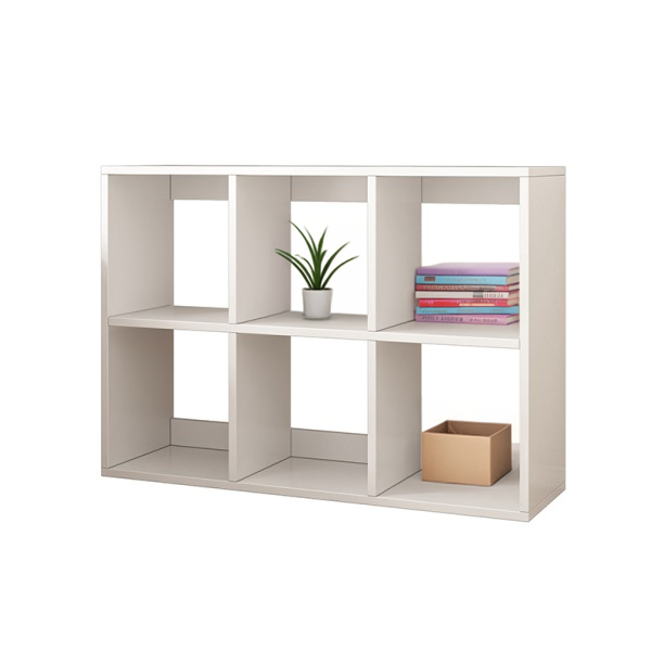 Regał biały 6 półek na książki otwarty szafka loft nowoczesny 100x67x30 cm