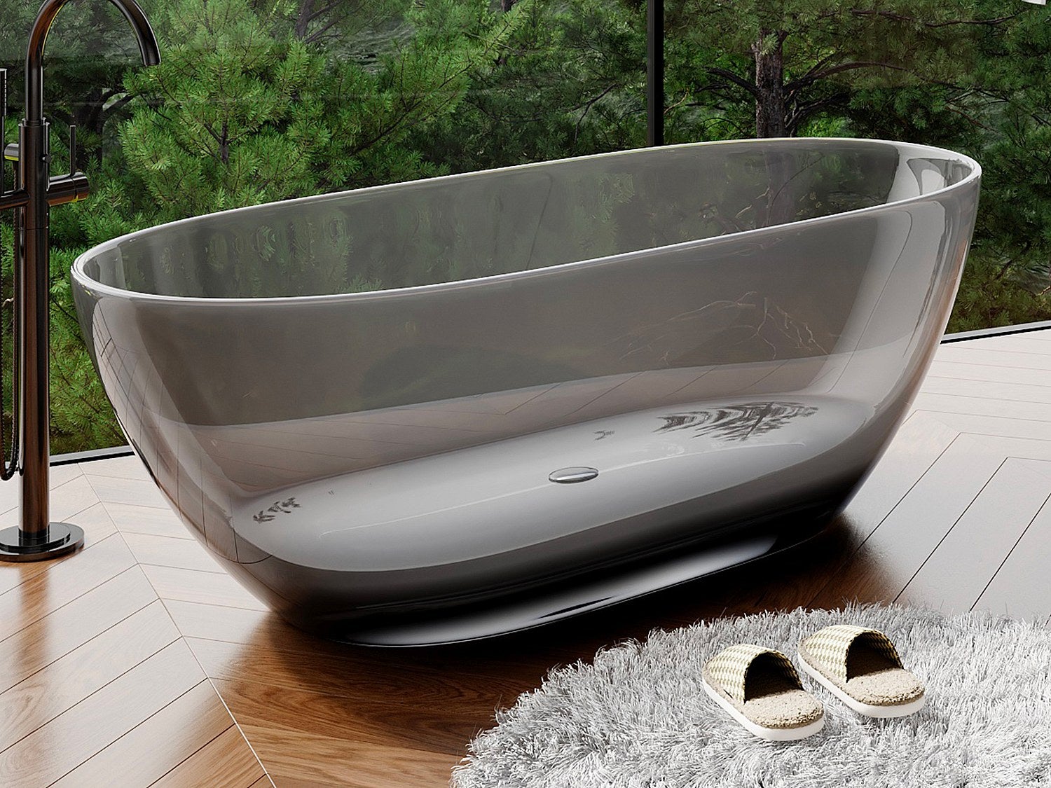 Baignoire îlot translucide - 160 x 72 x 56 cm - Résine - Gris - 292 L - SPAVO - 4