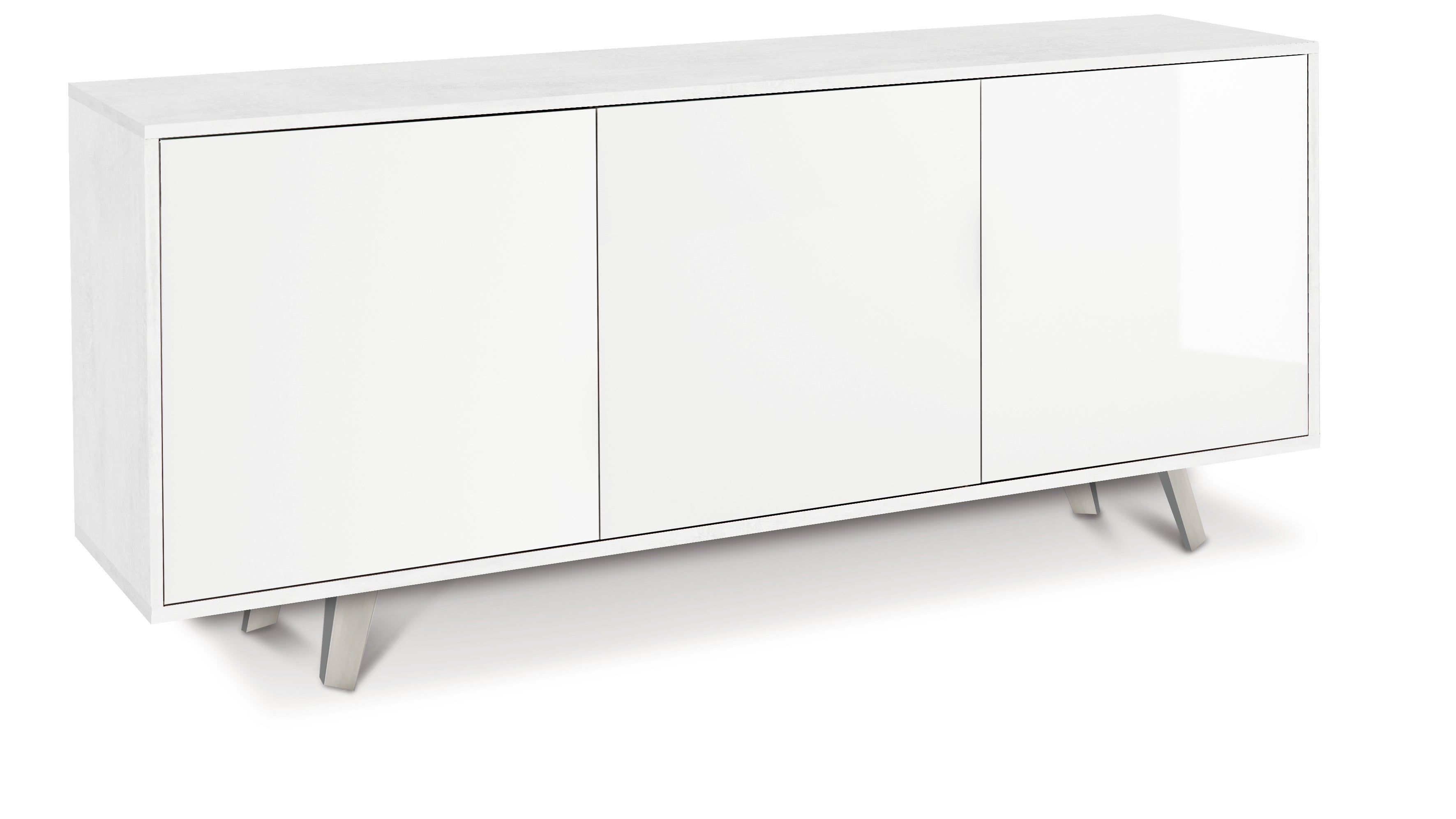 Sarmog Buffet 3 portes ouverture push-pull 177x41x74 cm Collection Quadrante blanc oxyde et façade Blanc Brillant - 8