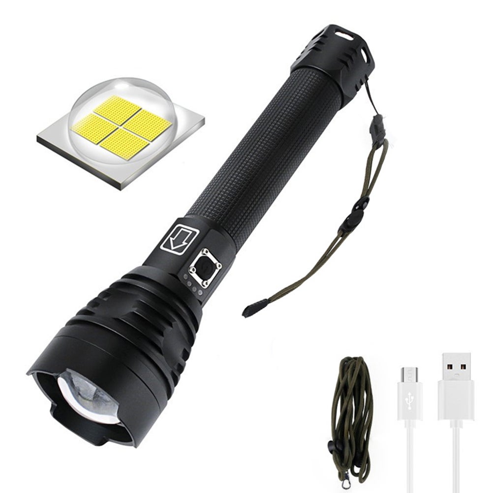 Torcia LED Palmare Super Luminosa – Lega Alluminio, Potente, Ricaricabile, Grigio
