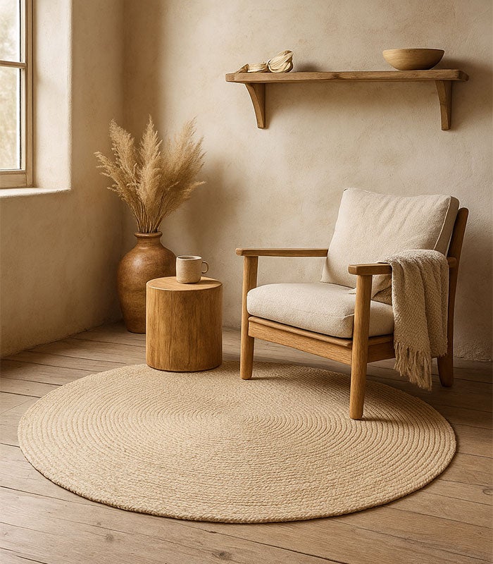 Hamid - Alfombra Nansa Interior/Exterior Crema Redonda 120x120 - 3