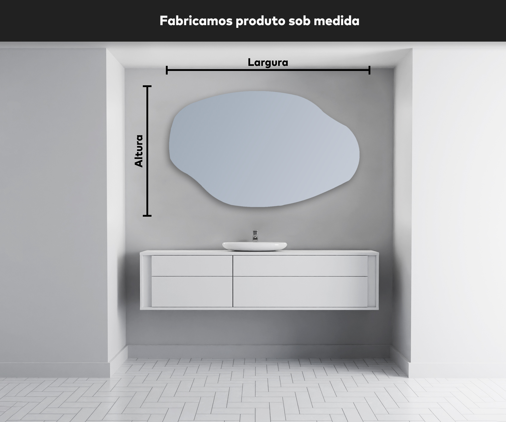 Miroir avec LED Illumination Salle de Bain (134x84cm) LED Lumineux Miroir avec Éclairage (OBK221) Blanc Froid 7000K - 7