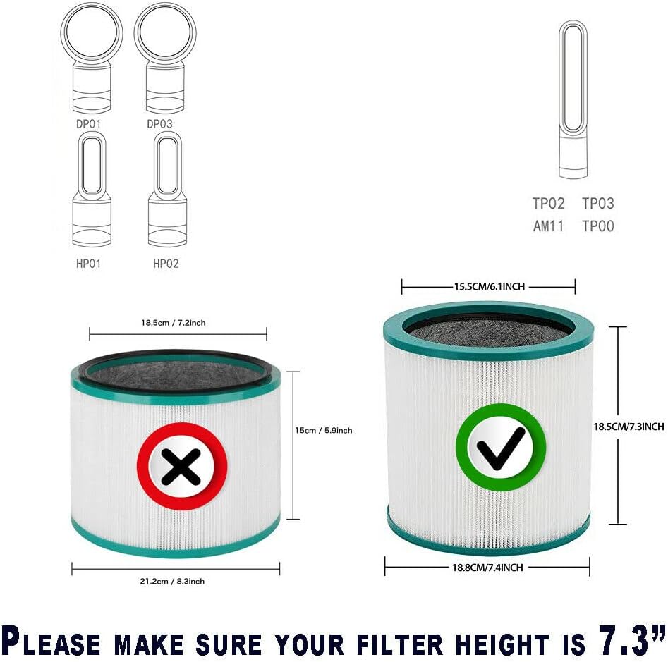 Filtre HEPA Charbon Actif Dyson - Compatible avec Purificateur Air Dyson Pure Cool Link AM11/TP00/TP01/TP02/TP003, Filtration Haute Efficacité - 2