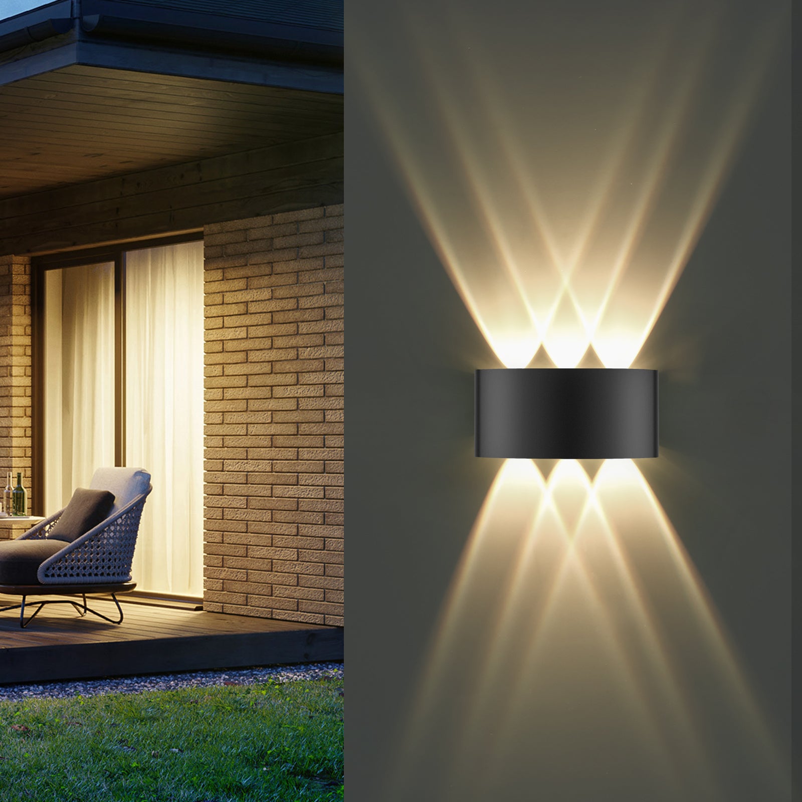 LOVHAUS Lampa Ścienna LED 6W | Zewnętrzna i Wewnętrzna | IP65 Wodoodporna | Bez Migotania | Łagodne Światło Anty-Oślepiające do Sypialni