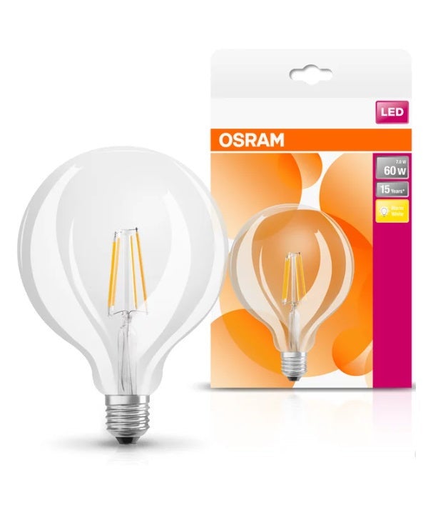 OSRAM Ampoule LED - E27 - Warm White - 2700 K - 6,50 W - remplacement pour 60-W-Incandescent bulb - clair - LED Retrofit CLASSIC GLOBE125 - 4