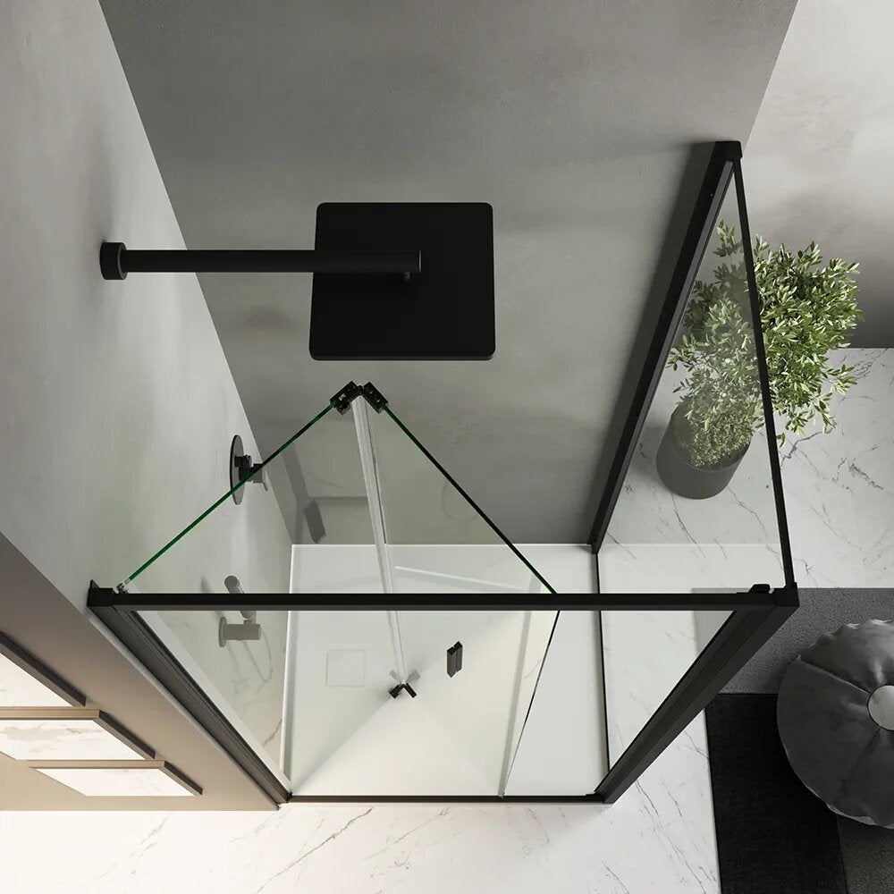 Mampara de ducha slim 90x100 cm con apertura plegable y panel fijo ...
