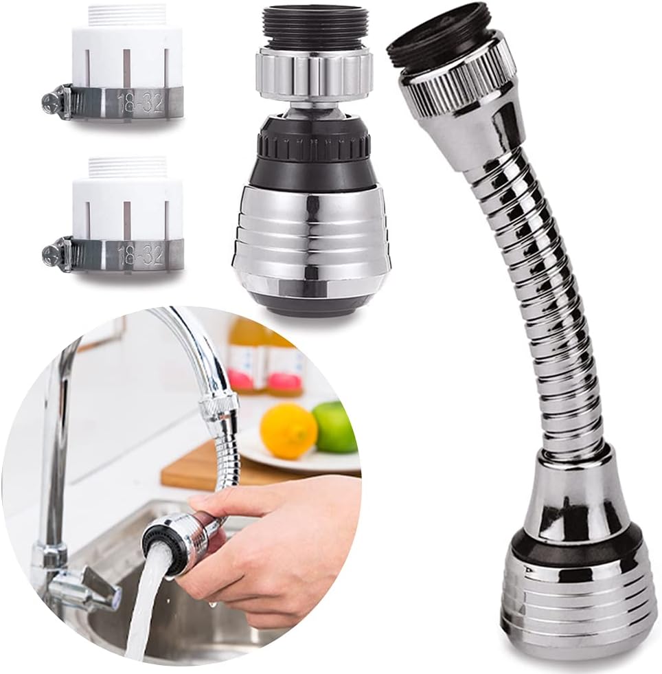 Dwuczęściowa obrotowa bateria kuchenna, odłączana o 360 stopni, dwufunkcyjna regulowana głowica prysznicowa z filtrem, przedłużka do baterii